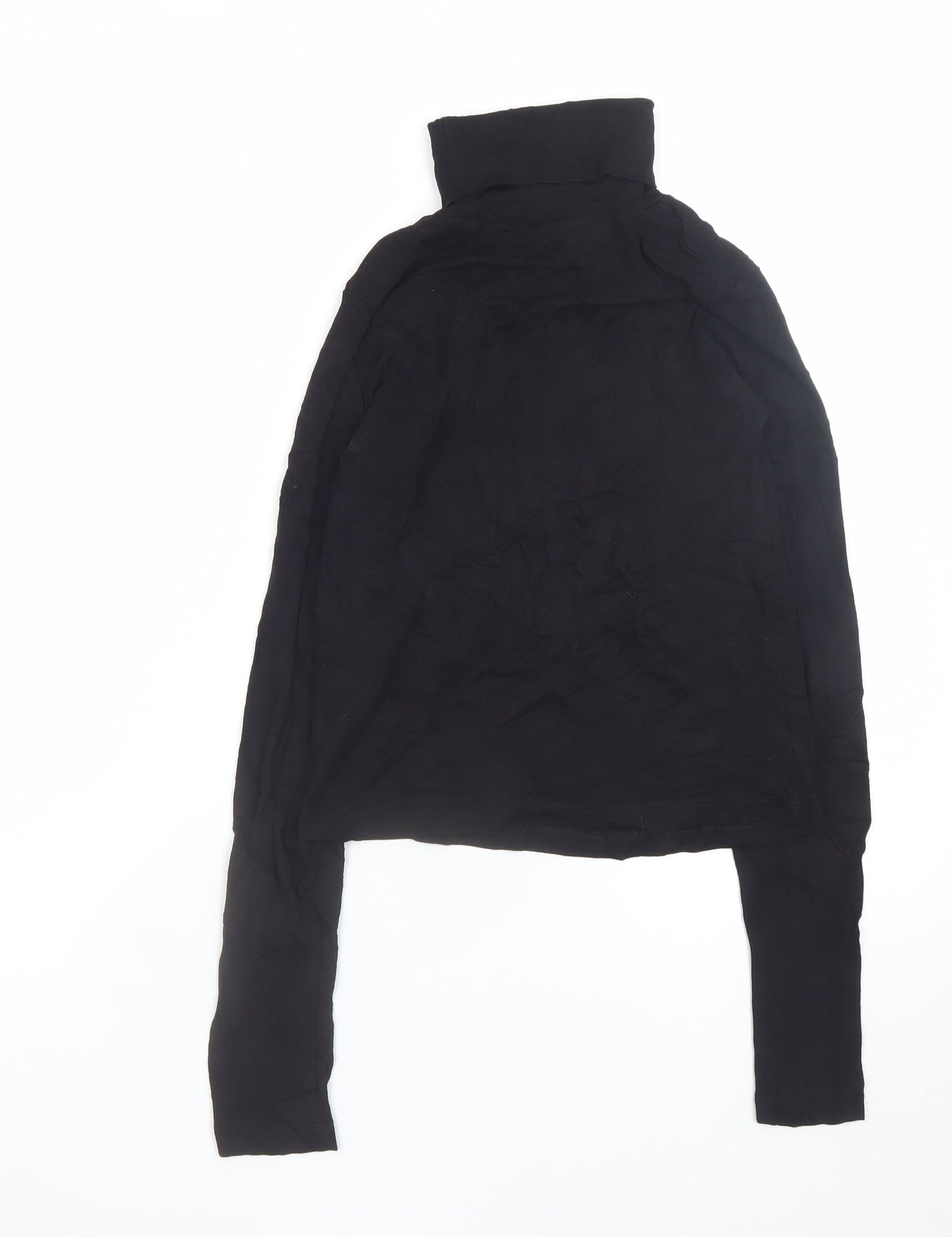 ZARA Women Black Roll Neck Long Sleeve Jersey Top Size 12