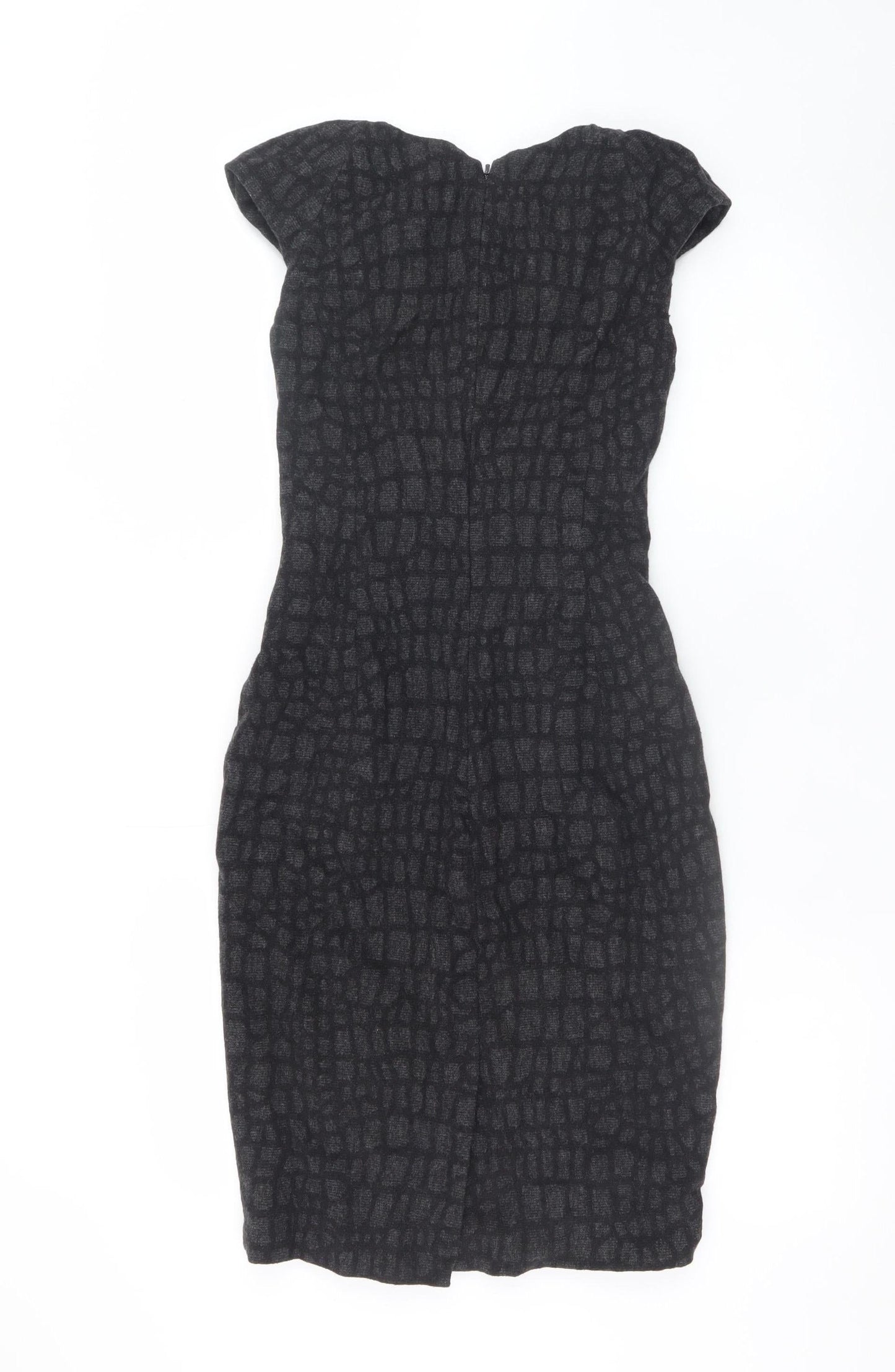 Karen Millen Women Black Size 8 Sheath Knee Length Wool Dress