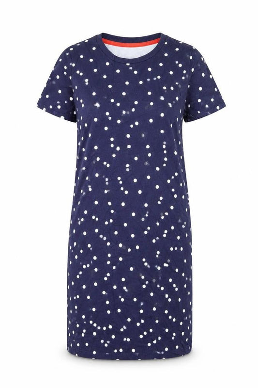 Joules Women's Blue Polka Dot Cotton T-Shirt Dress Size 10
