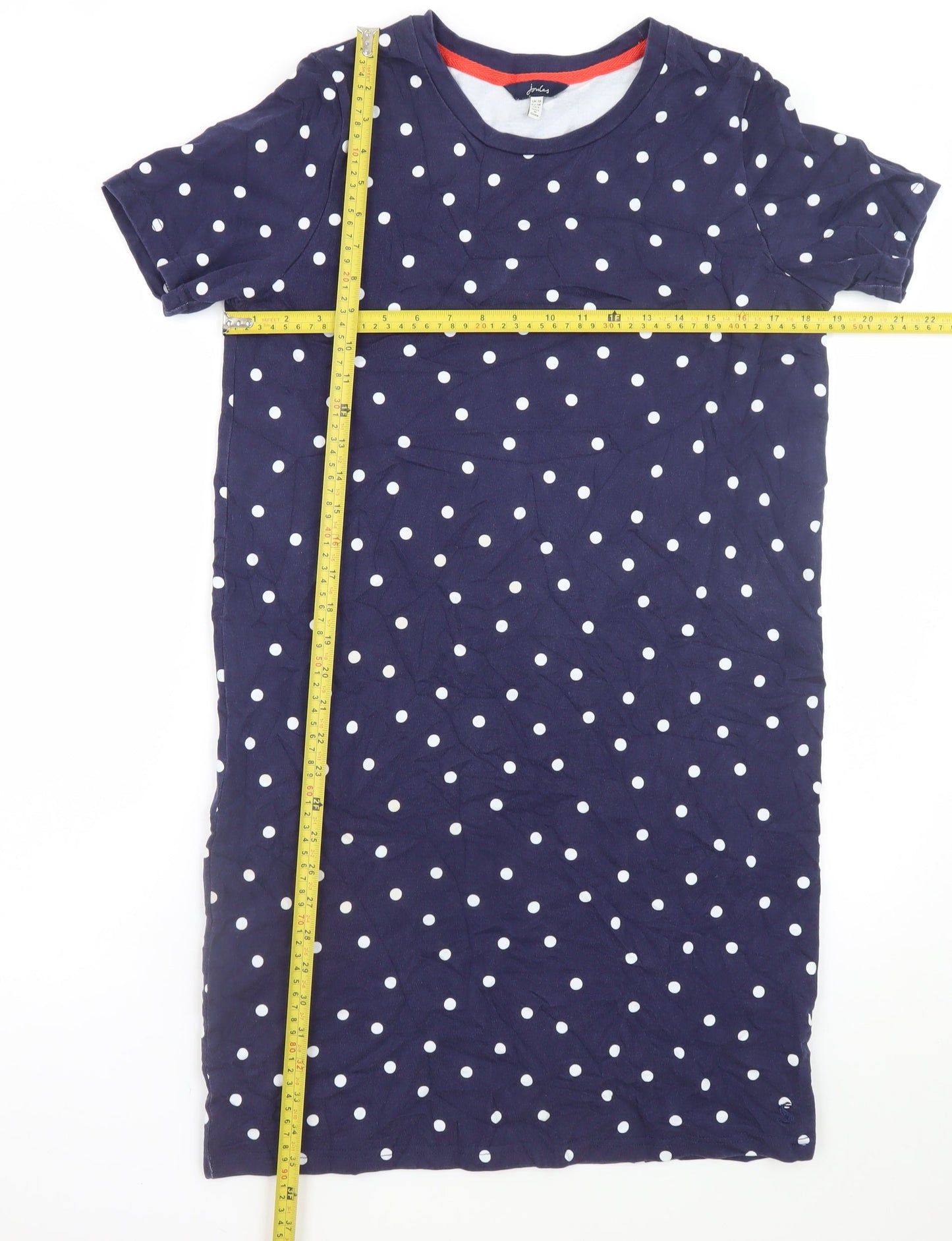 Joules Women's Blue Polka Dot Cotton T-Shirt Dress Size 10