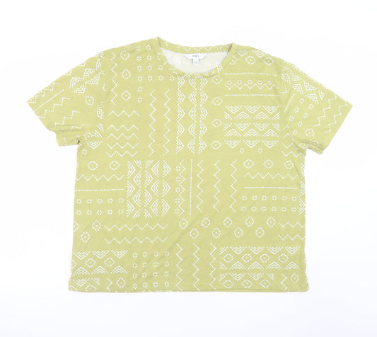Marks and Spencer Women's Green Geometric T-Shirt Size 18