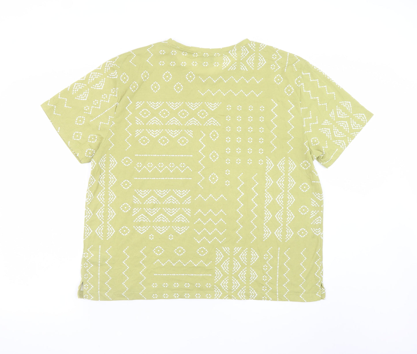 Marks and Spencer Women's Green Geometric T-Shirt Size 18