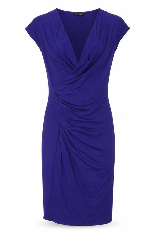 Phase Eight Women’s Blue Size 8 Wrap Dress Short Sleeve V-Neck Ruched