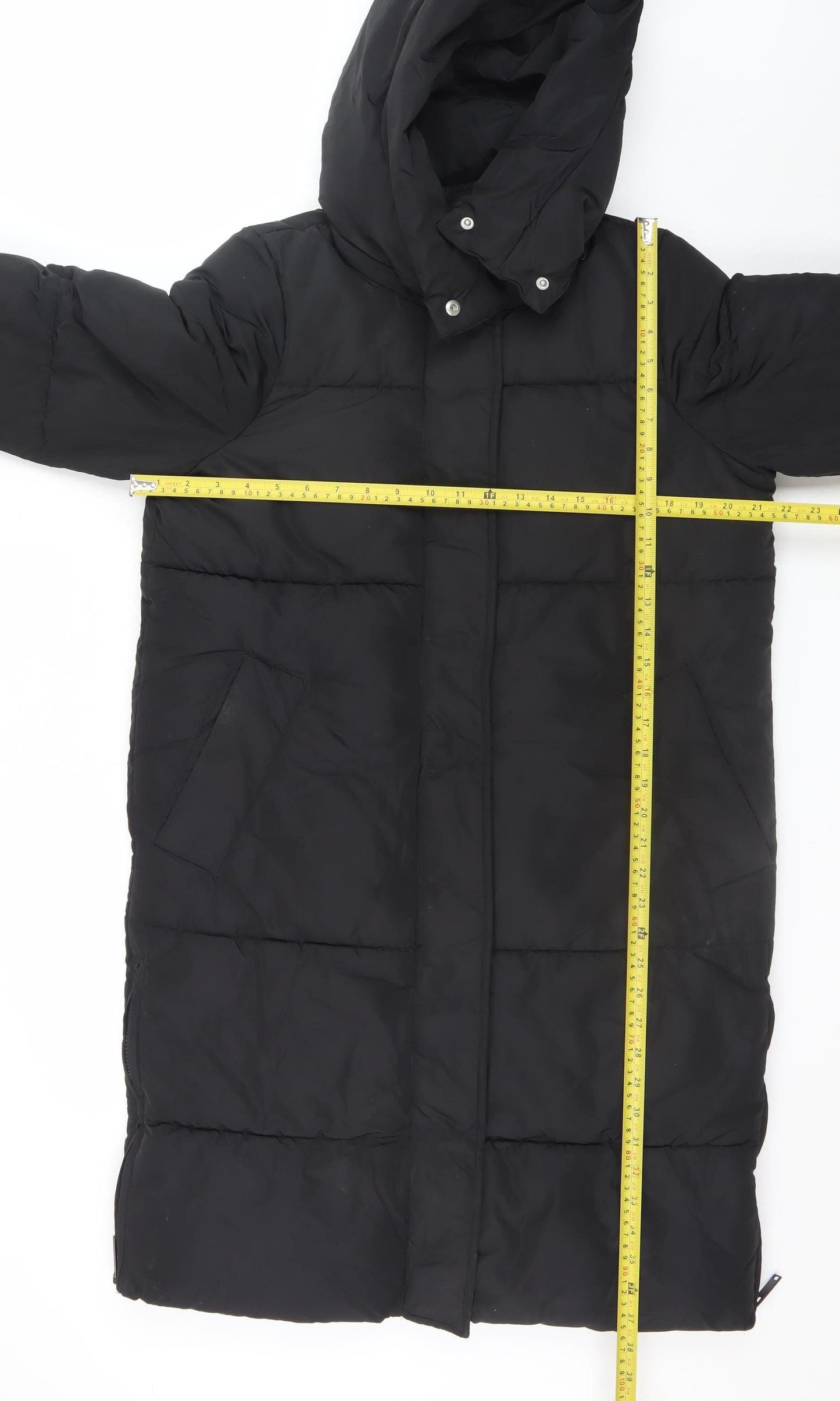 Very Women’s Black Long Hooded Puffer Coat Size 10