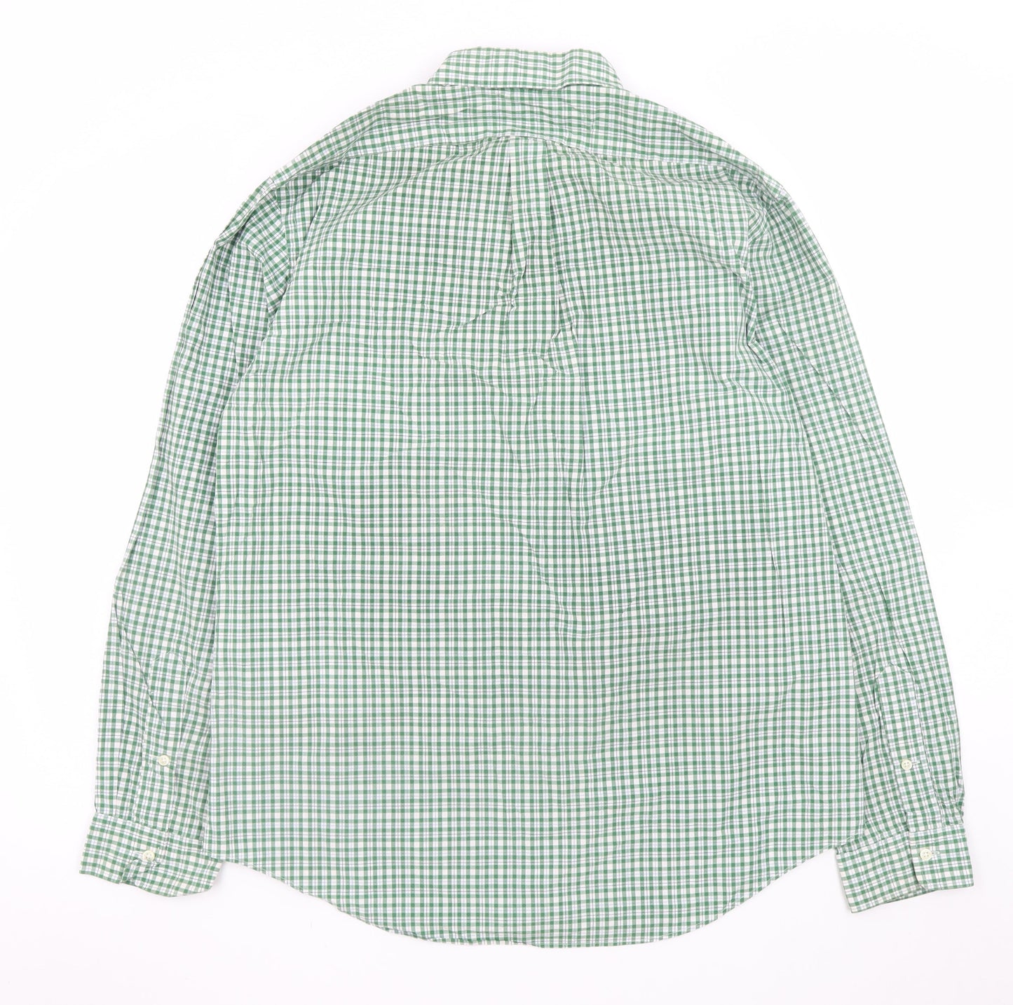 Ralph Lauren Men's Green Check Button-Down Cotton Shirt L