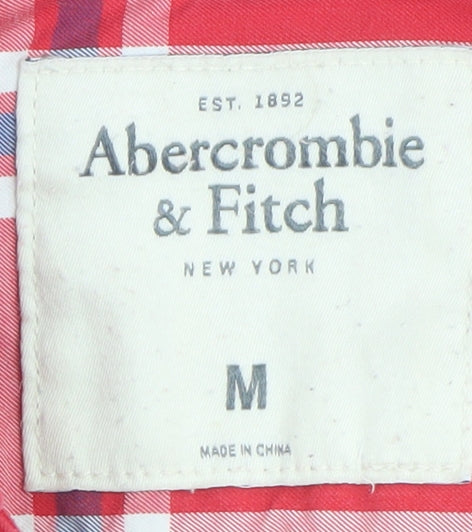Abercrombie & Fitch Men's Red Check Button-Down Long Sleeve Shirt Size M