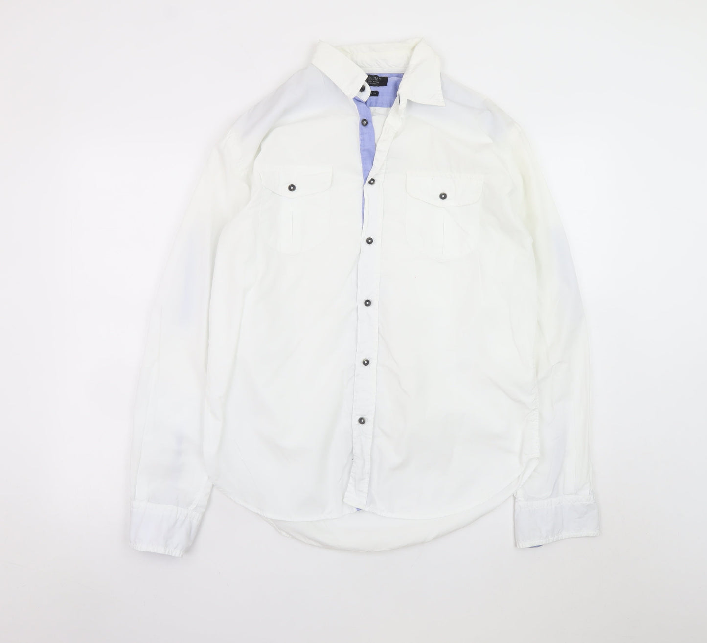 Zara Man White Long Sleeve Classic Sport Shirt Men's L