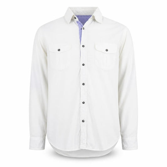 Zara Man White Long Sleeve Classic Sport Shirt Men's L