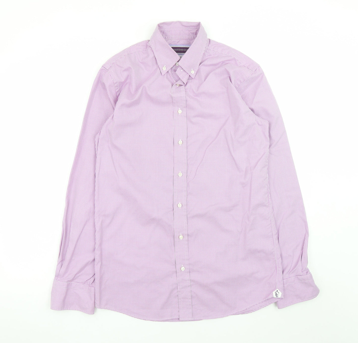 Louis Copeland & Sons Men's Pink Check Slim Fit Dress Shirt 15.5 39