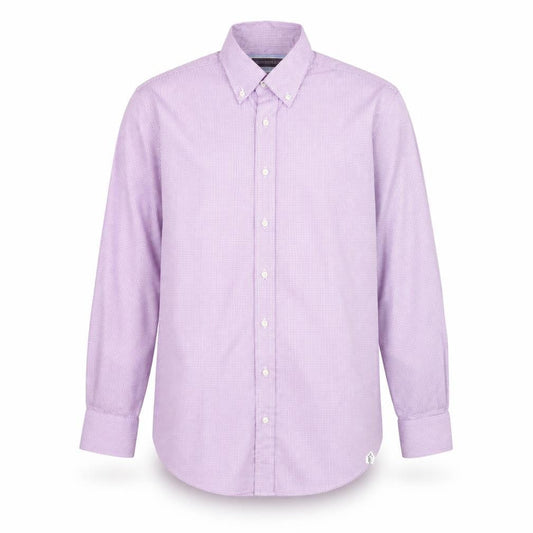 Front view of Louis Copeland & Sons Men's Pink Check Slim Fit Dress Shirt 15.5 39