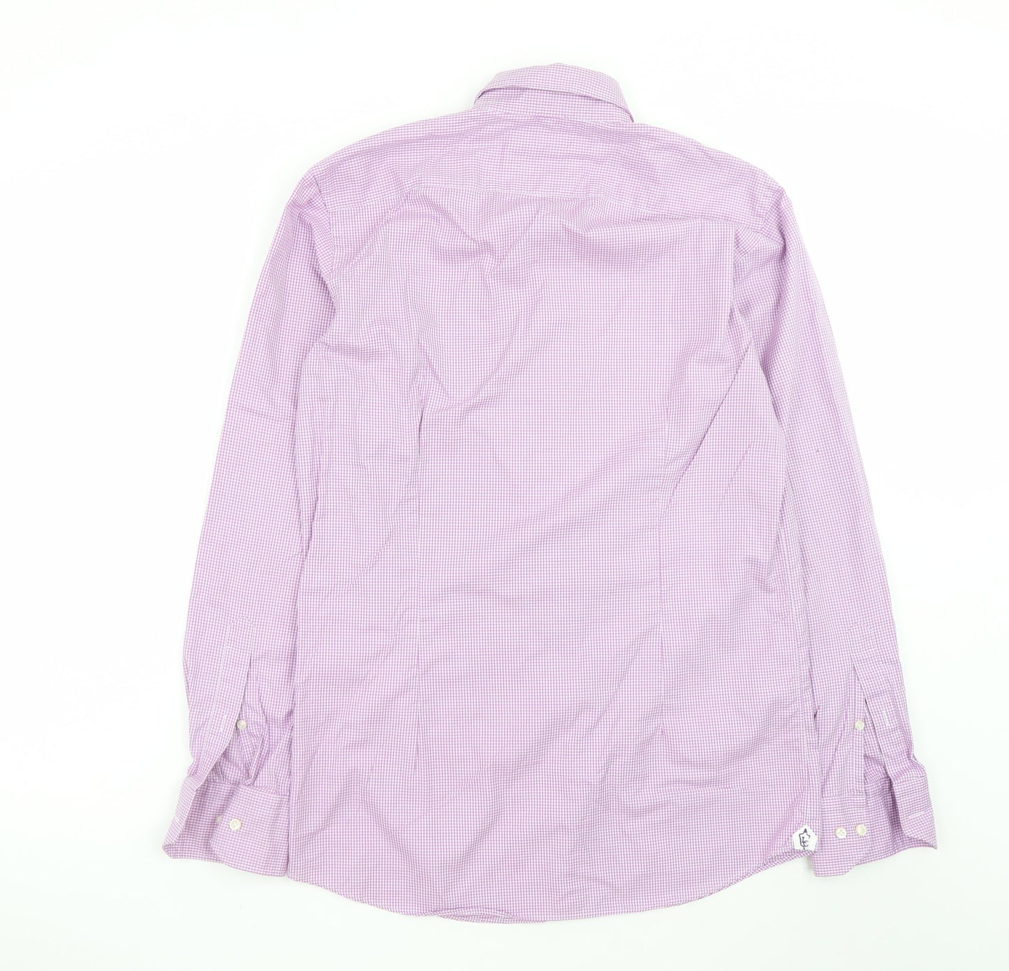 Louis Copeland & Sons Men's Pink Check Slim Fit Dress Shirt 15.5 39