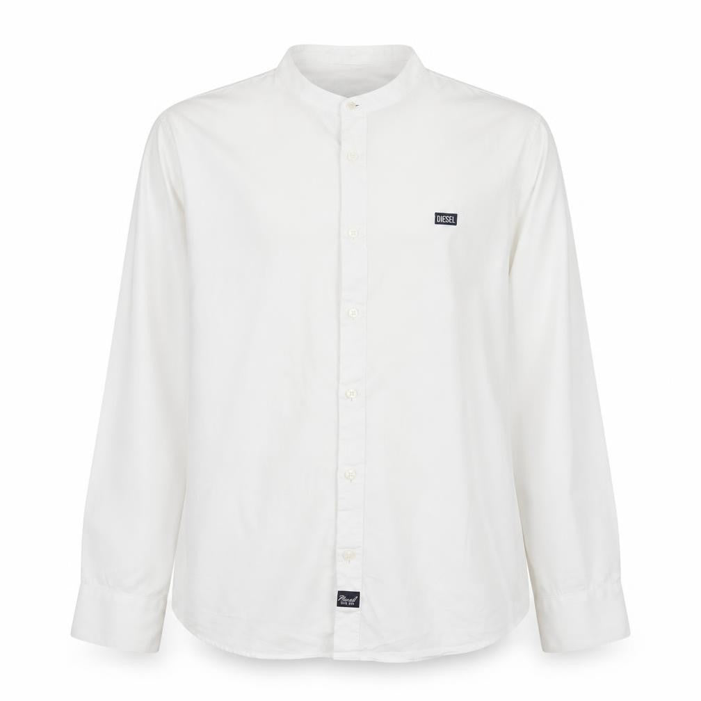 Diesel Boys White Long Sleeve Button-Up Cotton Shirt Age 13