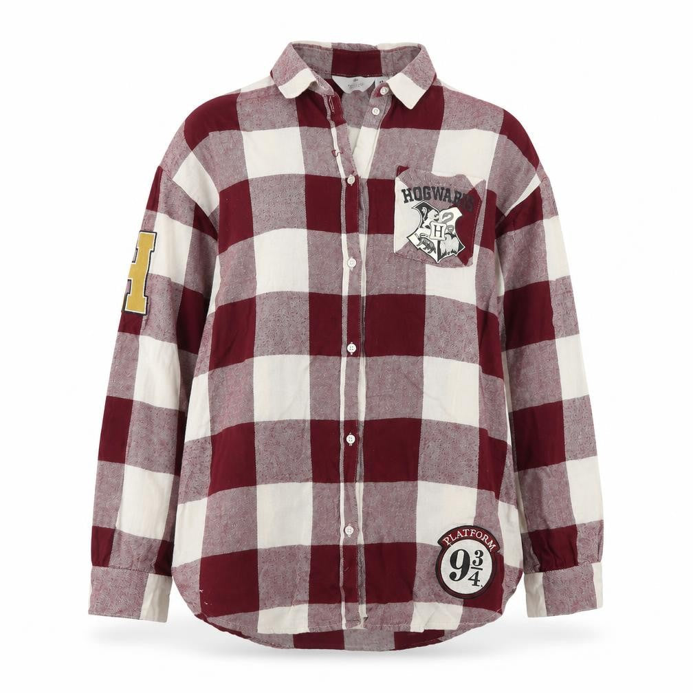 H&M Teens Red Check Hogwarts Button-Up Shirt Size 14