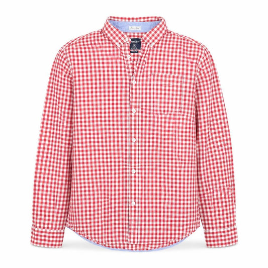 Springfield Men’s Red Check Button-Down Long Sleeve Cotton Shirt XL