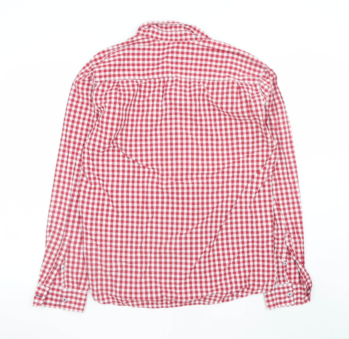Springfield Men’s Red Check Button-Down Long Sleeve Cotton Shirt XL