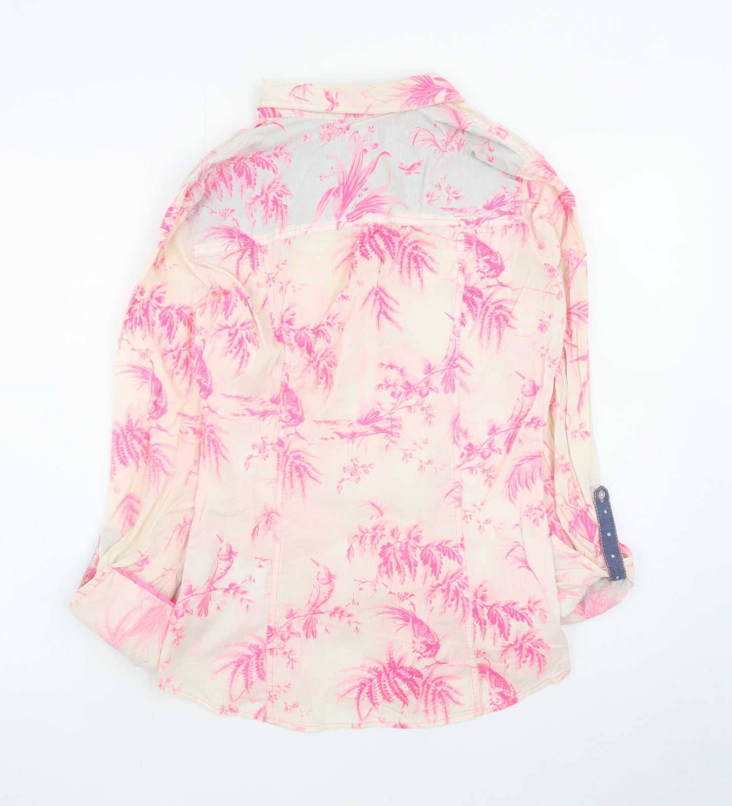Guess Women's Pink Tropical Floral Cotton Button-Up Shirt Size 6