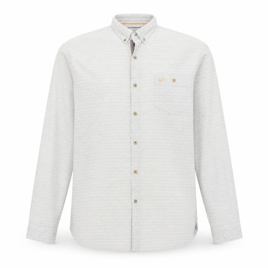 Front view of Mantaray Men's Grey Cotton Long Sleeve Button-Up Shirt XL