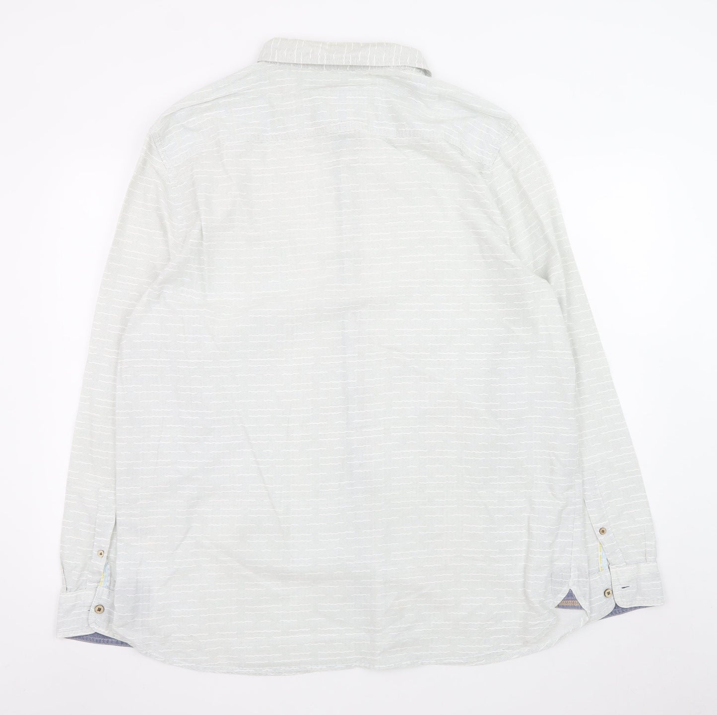 Mantaray Men's Grey Cotton Long Sleeve Button-Up Shirt XL