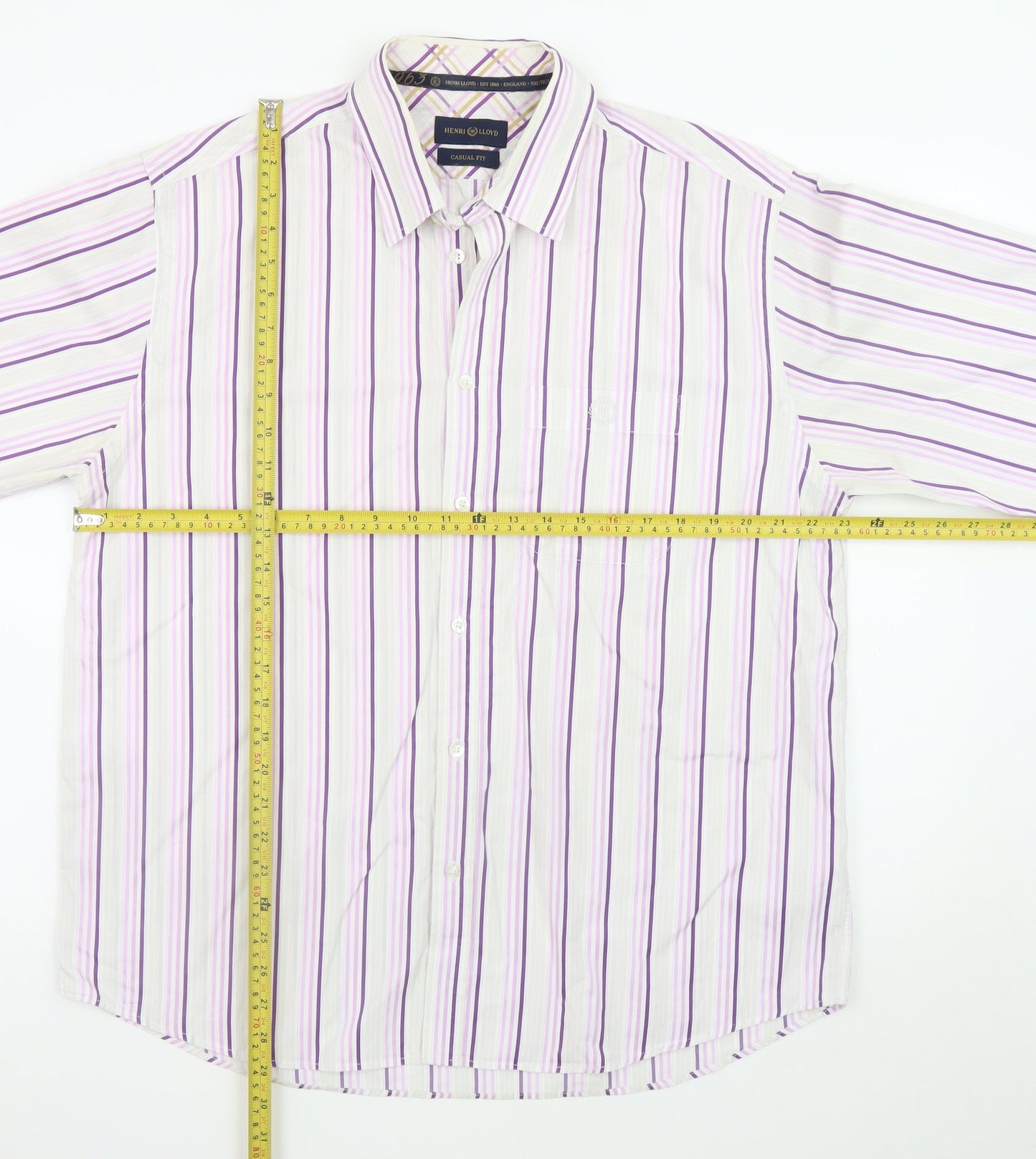 Henri Lloyd Men's Multicoloured Striped Cotton XL Casual Fit Long Sleeve Dress Shirt