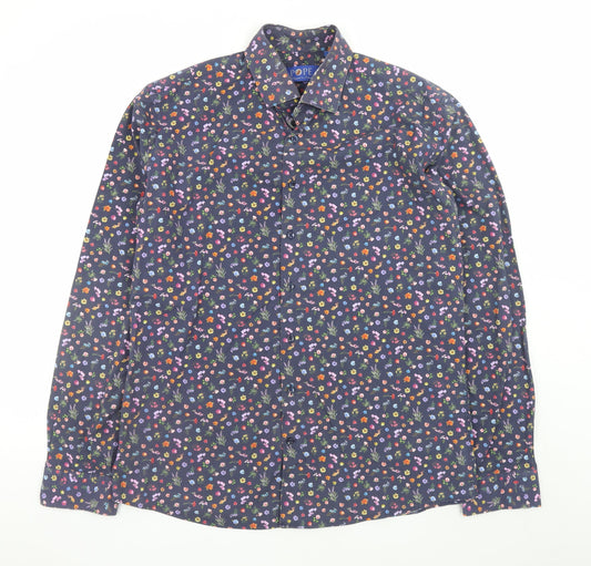 Pope Men’s Multicoloured Floral Cotton Long Sleeve Dress Shirt L
