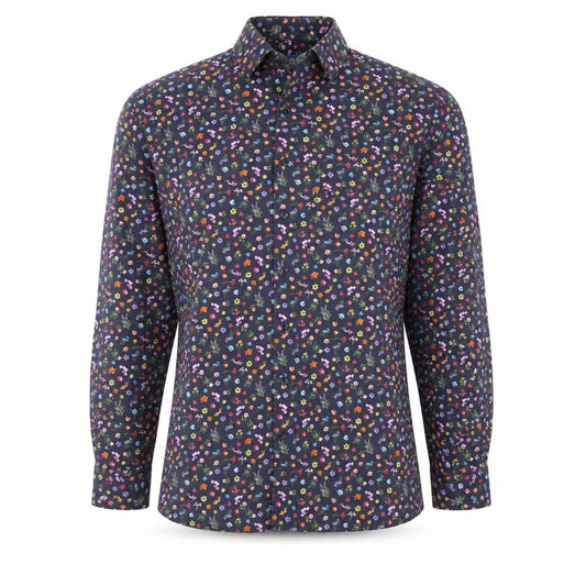 Front view of Pope Men’s Multicoloured Floral Cotton Long Sleeve Dress Shirt L