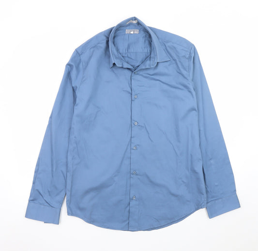 Heniis Italian Couture Blue Men's XL Long Sleeve Dress Shirt