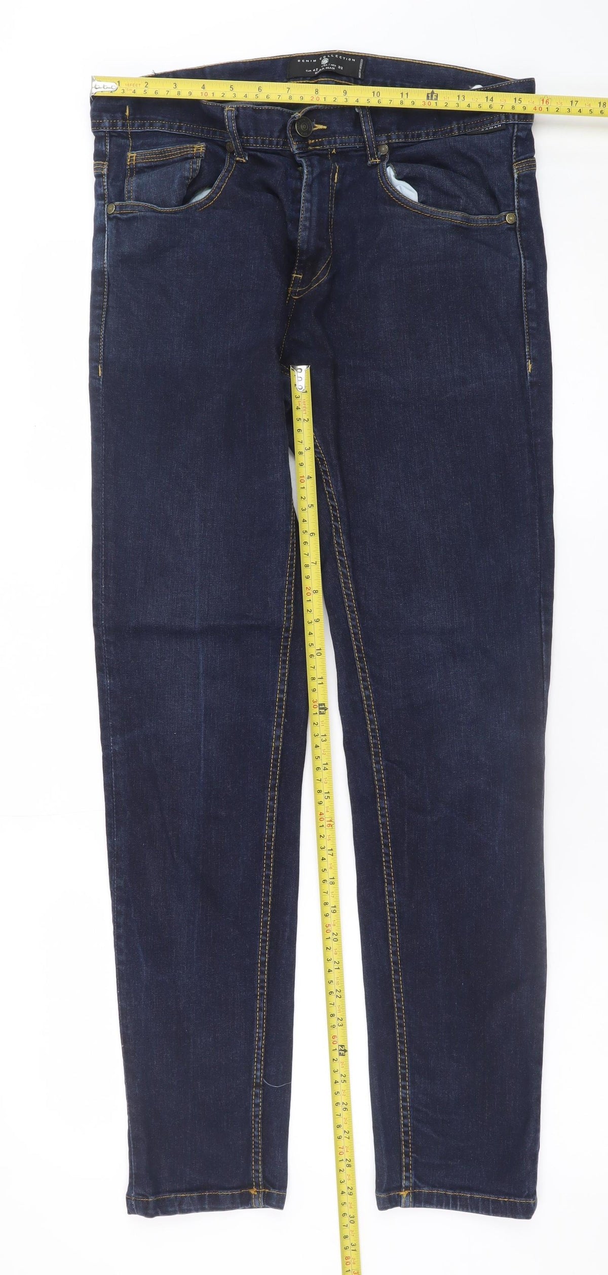 Zara Women Blue Straight Denim Jeans Size 14 Regular Fit