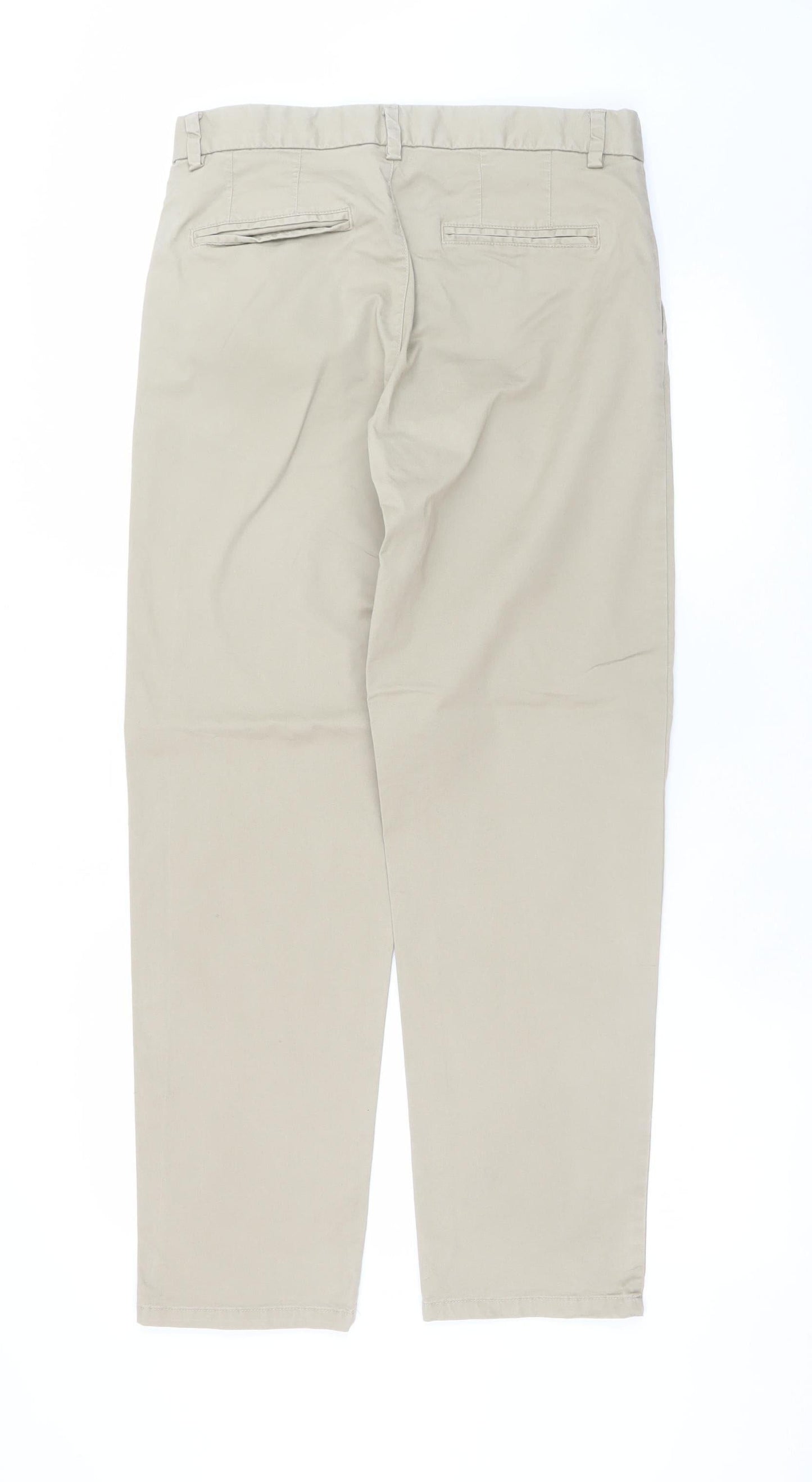 Denim Co Men's Beige Chino Straight Stretch Trousers W30 L30