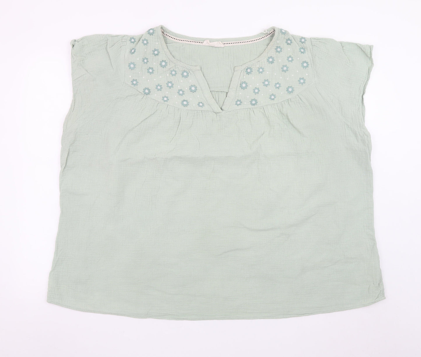 Autonomy Women's Green Cotton Embroidered Tunic Blouse Size 22