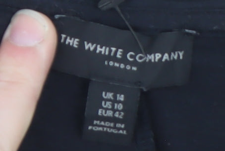 The White Company Women Black Cotton Modal Short Sleeve T-Shirt UK 14