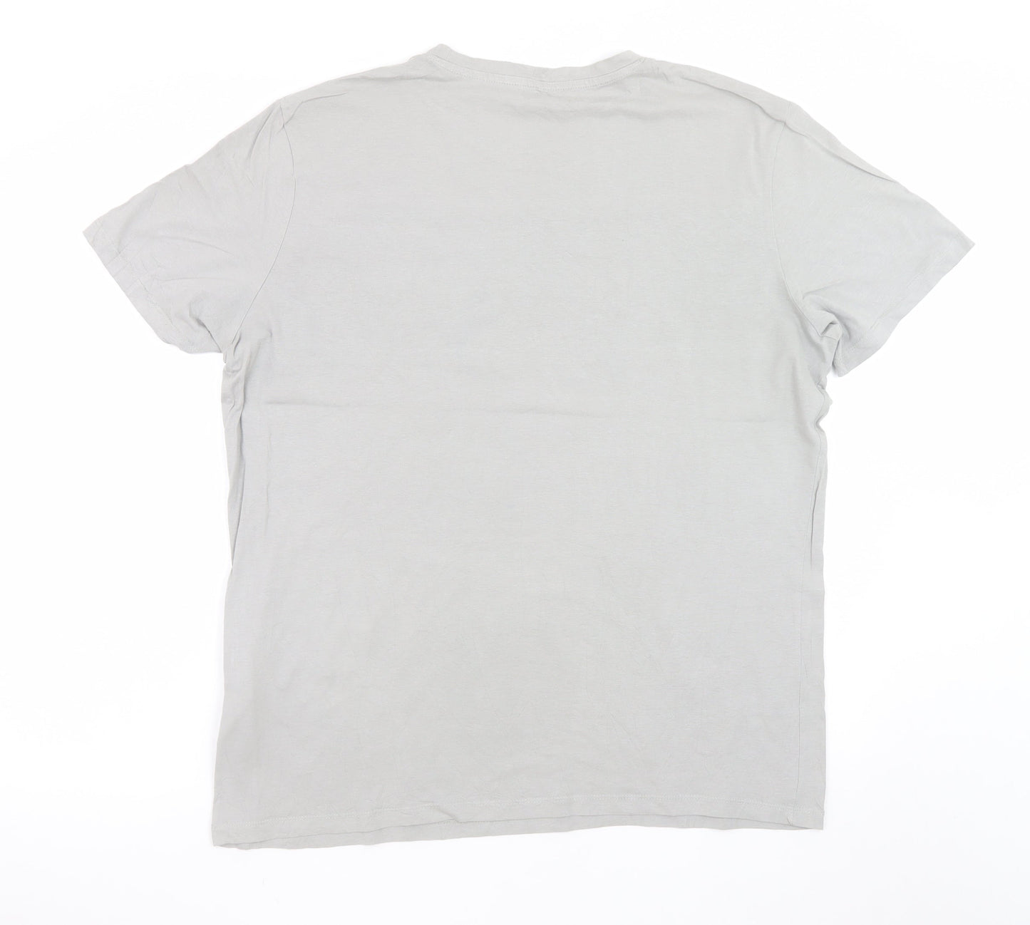 Jack & Jones Men's Grey Colourblock Logo Crew Neck T-Shirt XL