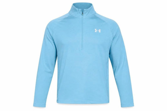 Front view of Under Armour Men's Blue Small 1/4 Zip Running Track Jacket