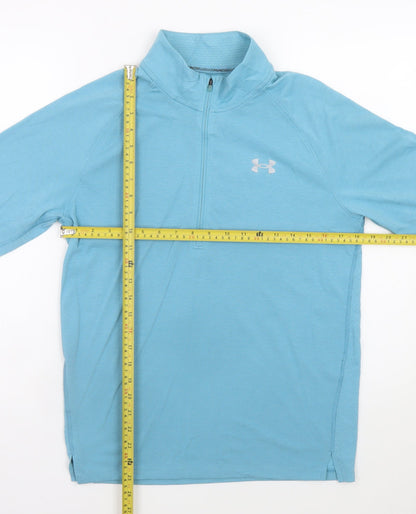 Back view of Under Armour Men's Blue Small 1/4 Zip Running Track Jacket