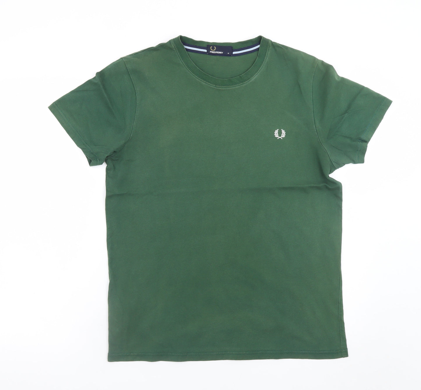 Fred Perry Men's Green Cotton Short Sleeve Crew Neck T-Shirt M