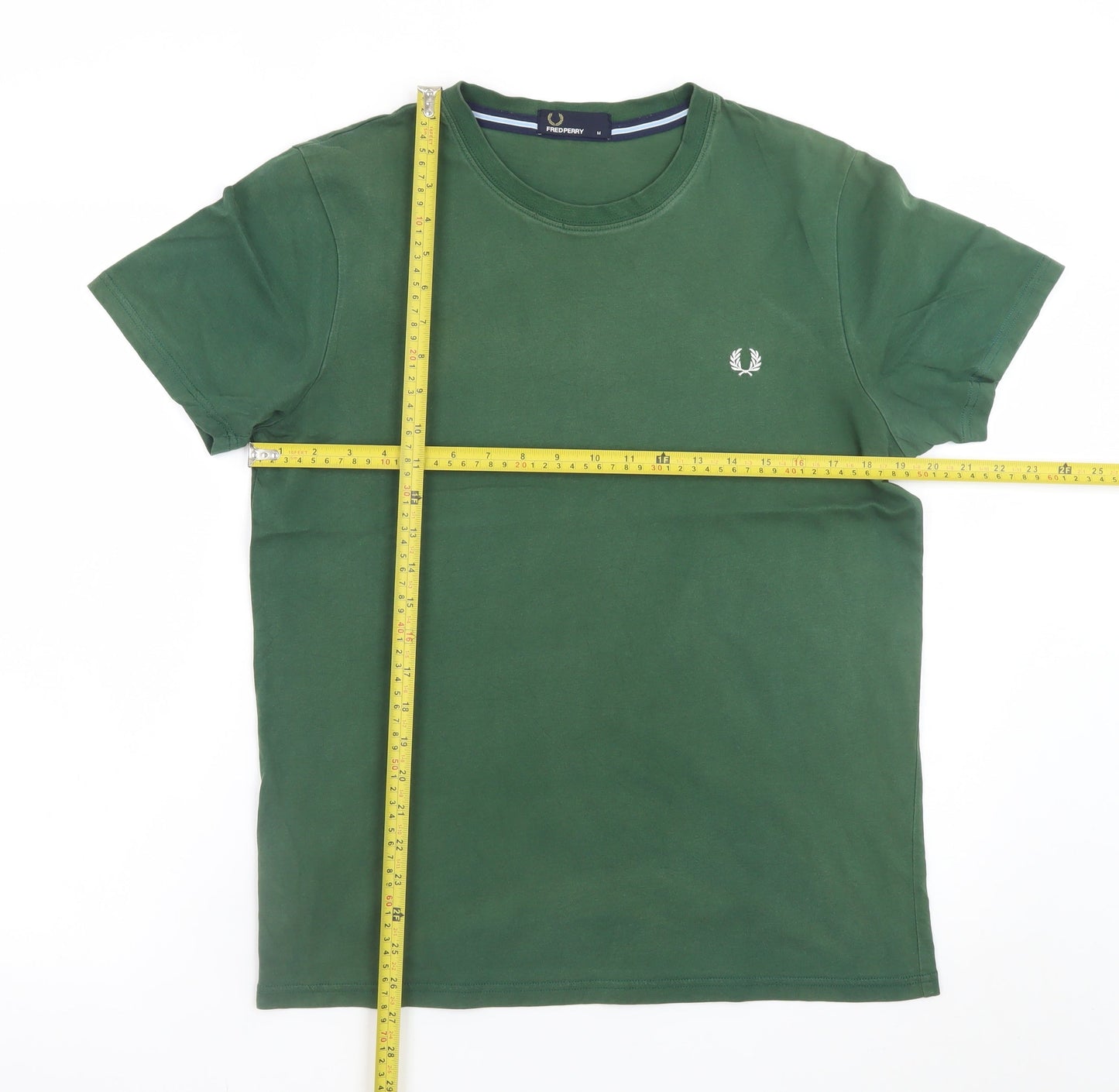 Fred Perry Men's Green Cotton Short Sleeve Crew Neck T-Shirt M