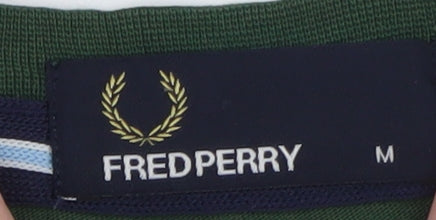 Fred Perry Men's Green Cotton Short Sleeve Crew Neck T-Shirt M