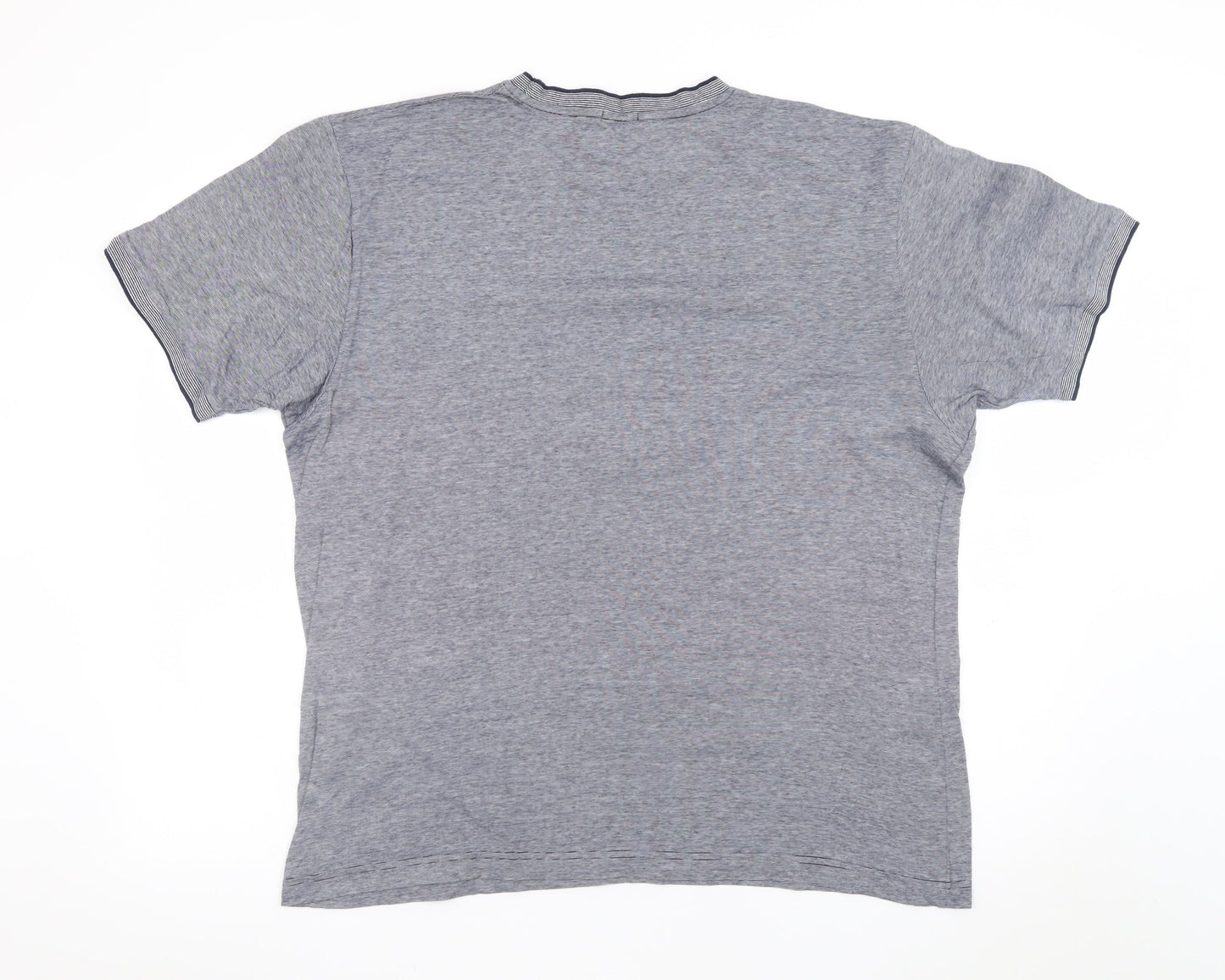 Jaeger Men’s Grey Striped Cotton Crew Neck T-Shirt XL