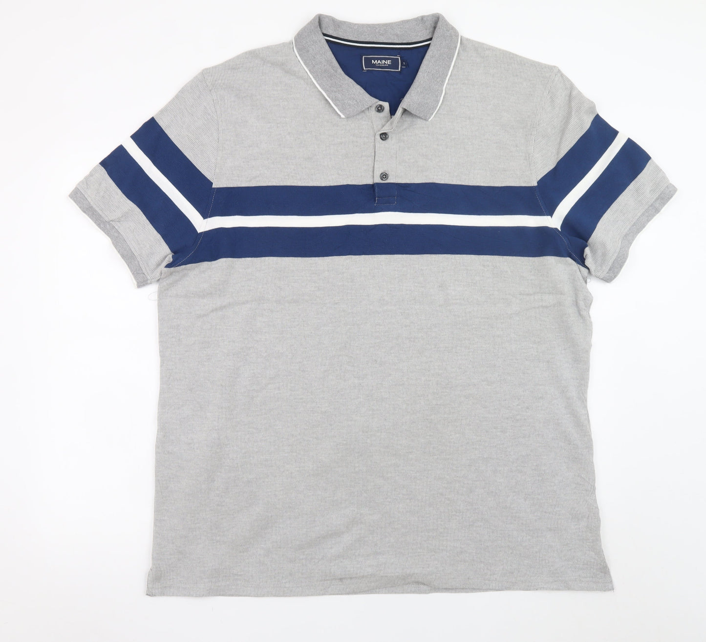 Maine New England Men's Grey XL Colourblock Short Sleeve Polo Shirt