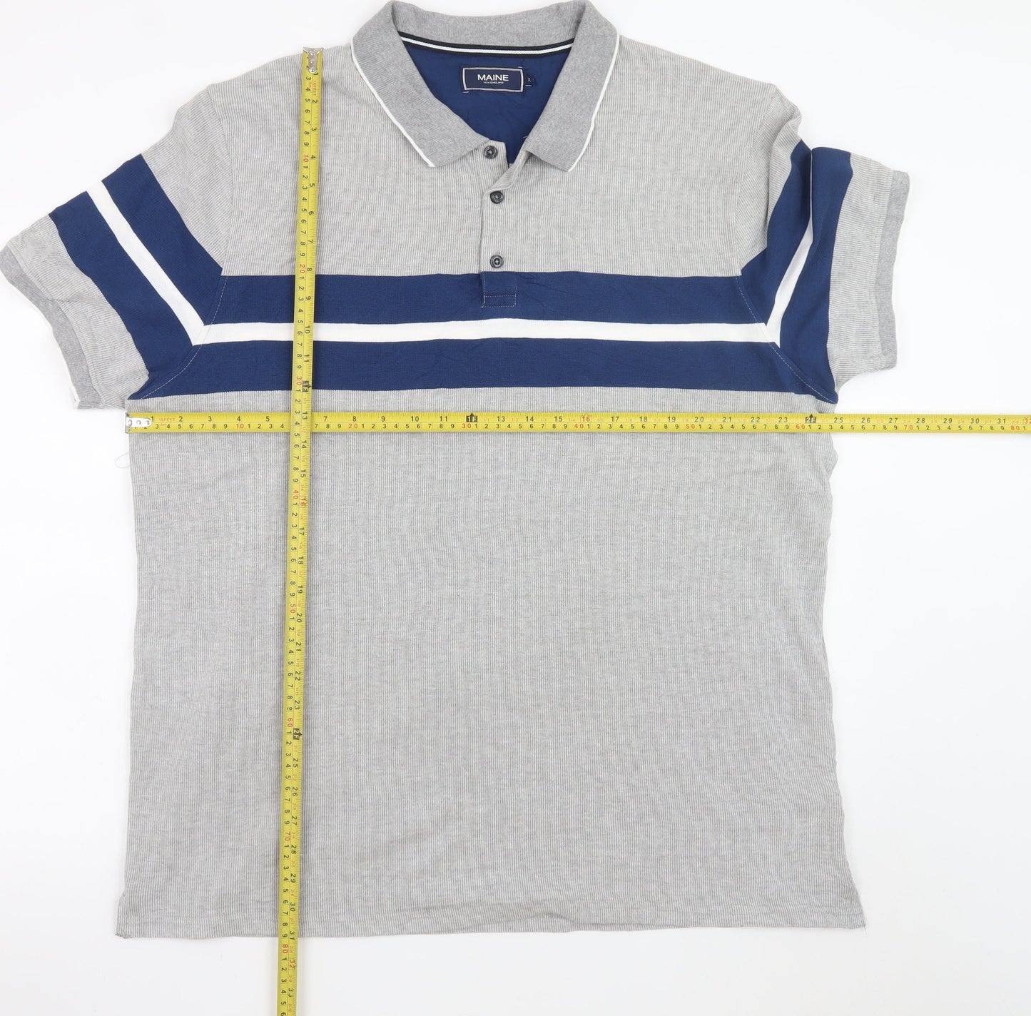 Maine New England Men's Grey XL Colourblock Short Sleeve Polo Shirt