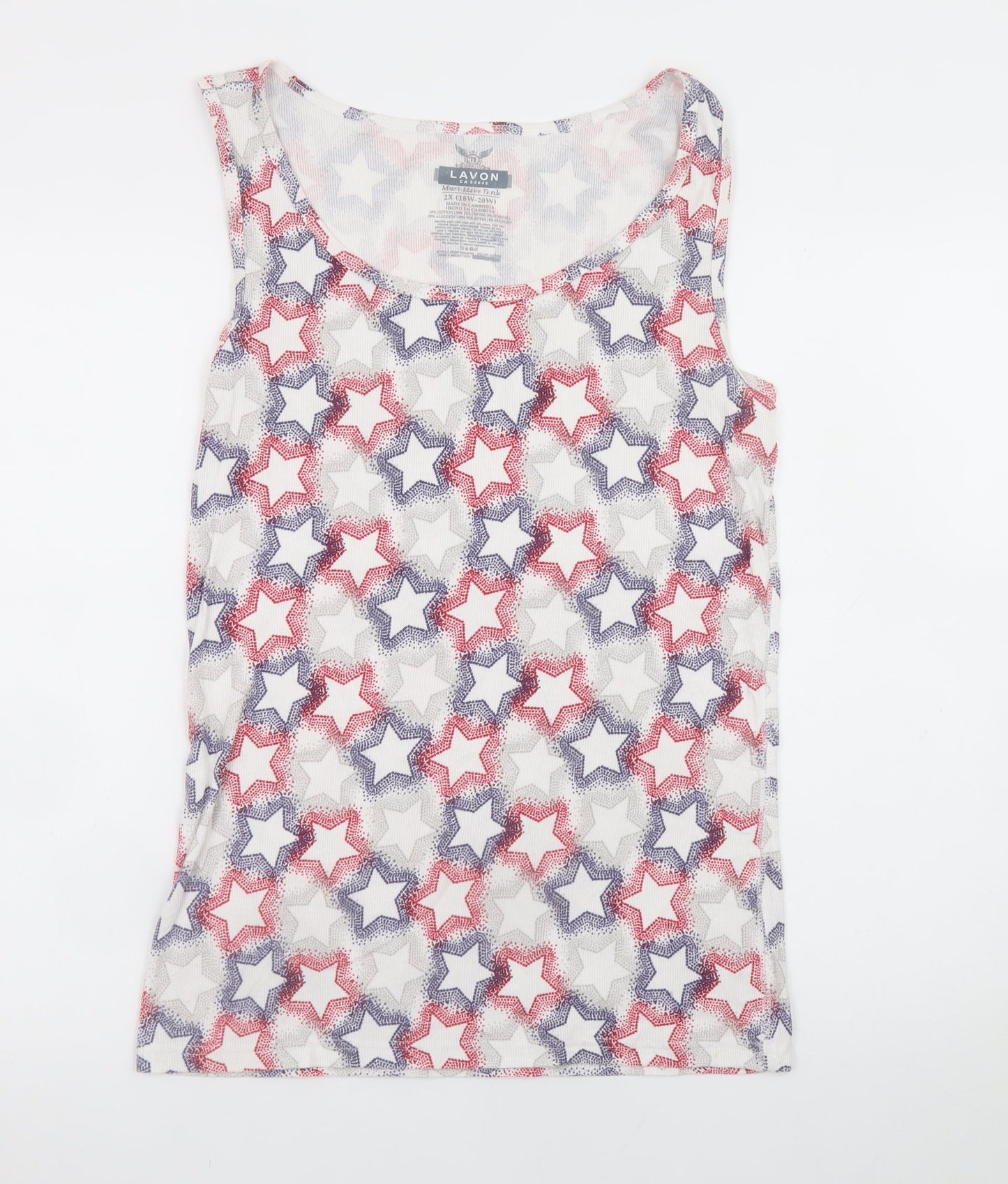 Lavon Womens Multicoloured Star Print Tank Top 2XL Plus Basic Cotton Blend