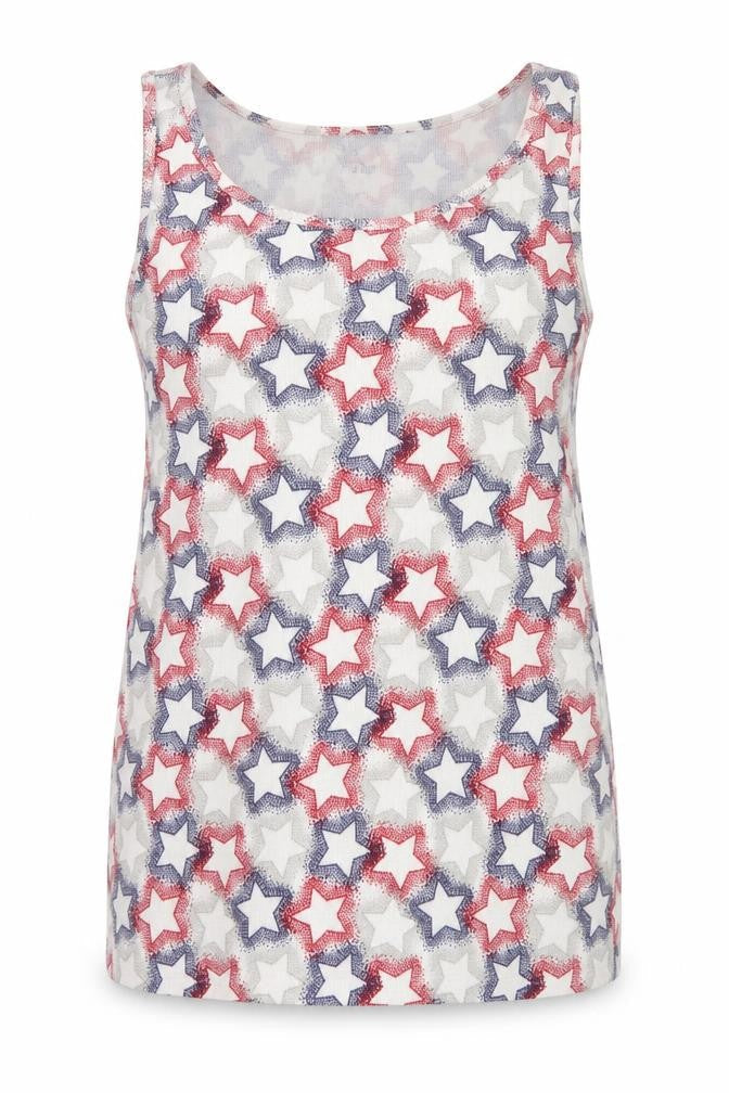 Lavon Womens Multicoloured Star Print Tank Top 2XL Plus Basic Cotton Blend