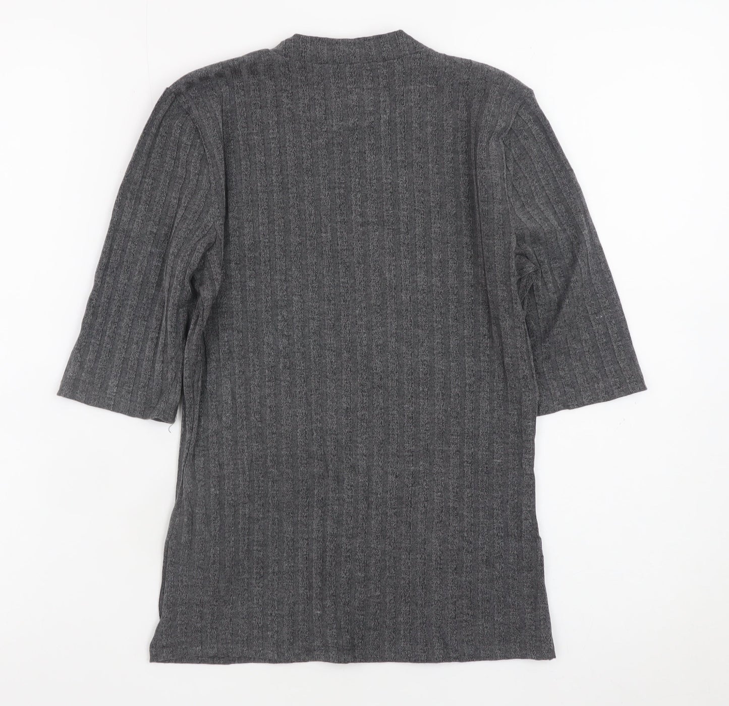 Hollister Women's Grey Slim Fit Knit 3/4 Sleeve T-Shirt S