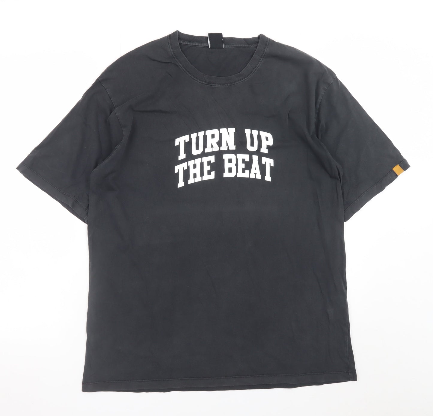 Zara Men's Black M Graphic Music T-Shirt 'Turn Up The Beat'