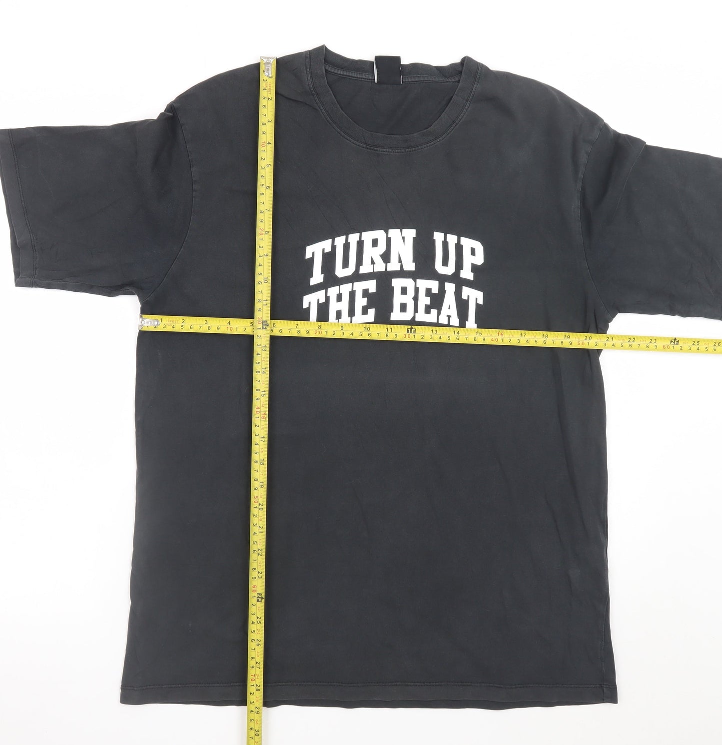 Zara Men's Black M Graphic Music T-Shirt 'Turn Up The Beat'