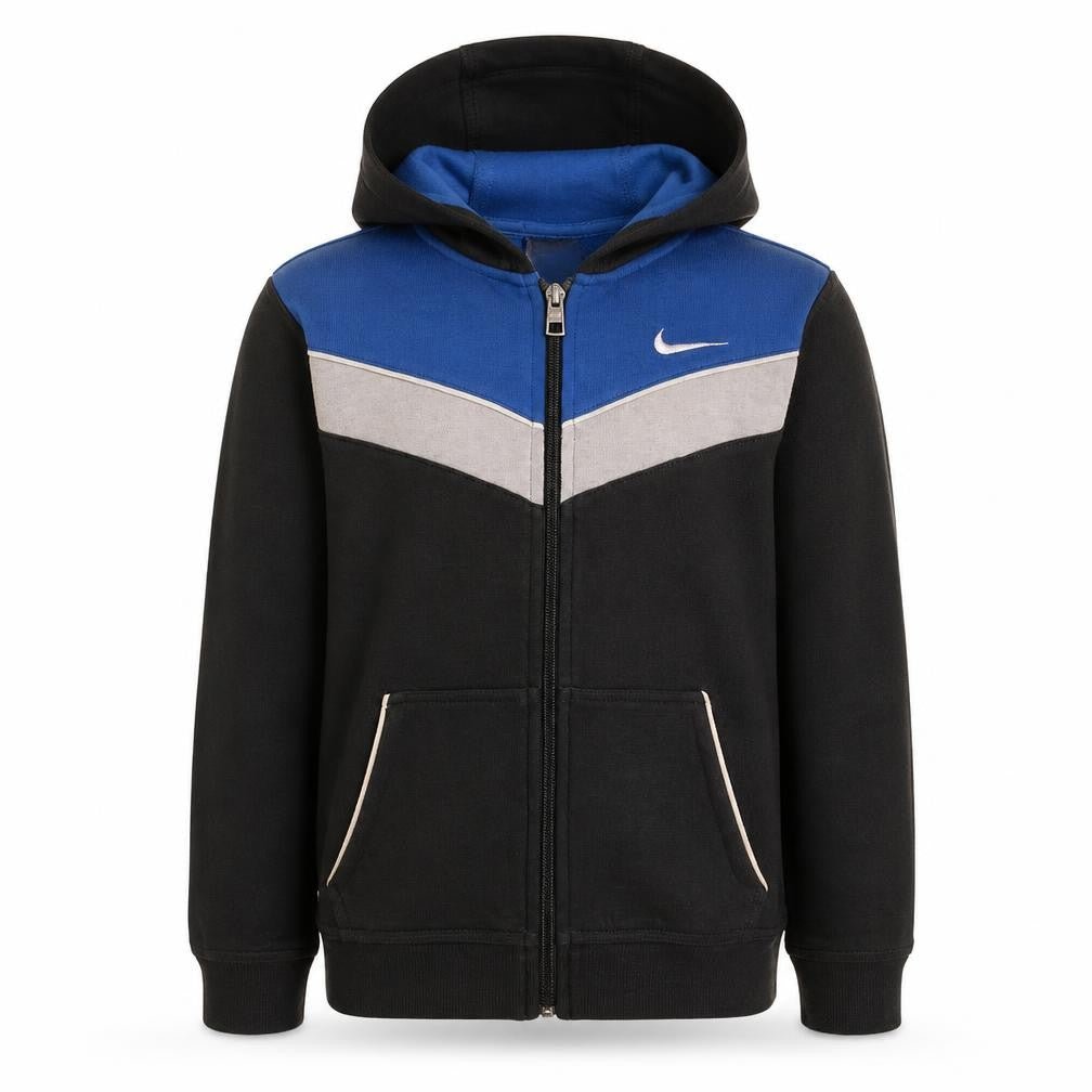 Nike Boys Black Blue Full Zip Hoodie Size 12-13 Years L Logo Design