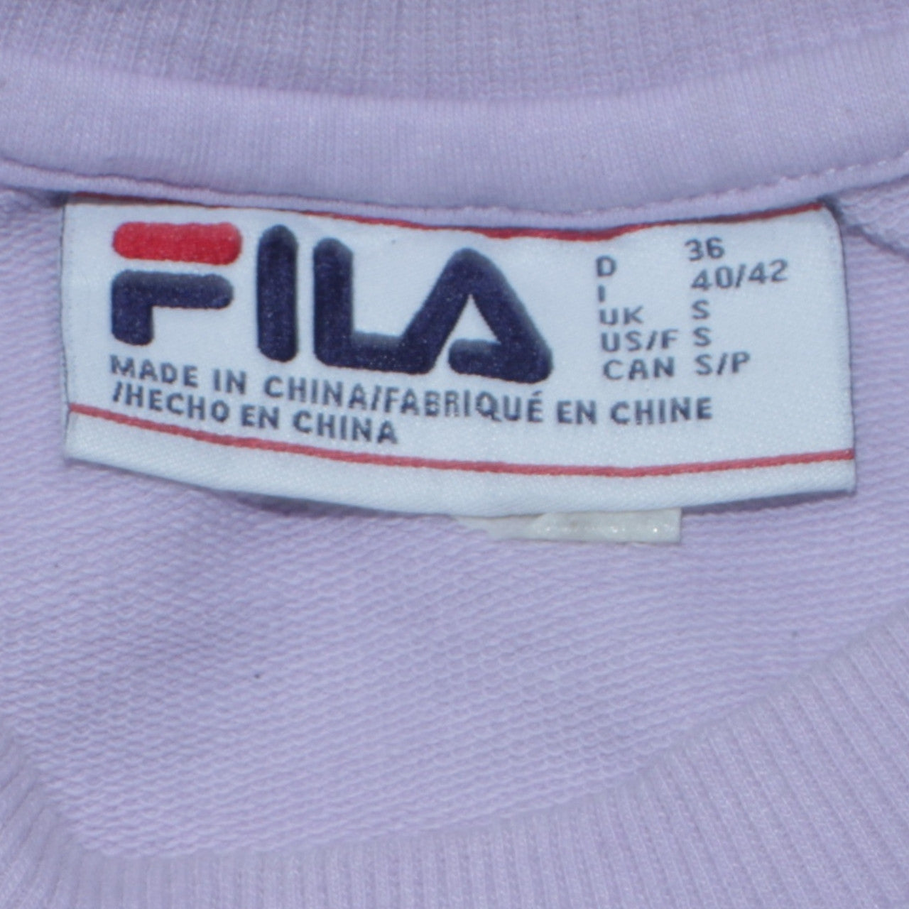 FILA Womens Lilac Crew Neck Sweatshirt Size S Casual Logo Pullover