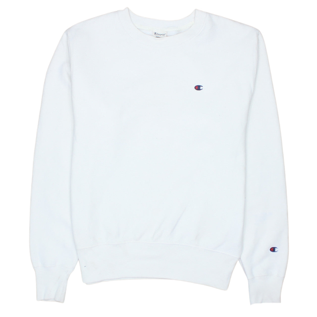 Champion Men's White Small Logo Crew Neck Pullover Sweatshirt