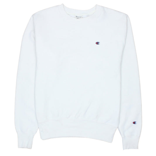 Champion Men's White Small Logo Crew Neck Pullover Sweatshirt