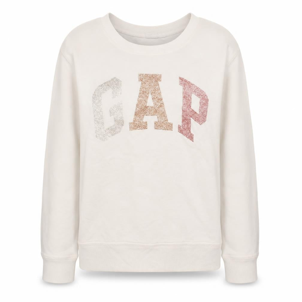 Gap Women Ivory XS Glitter Logo Pullover Sweatshirt