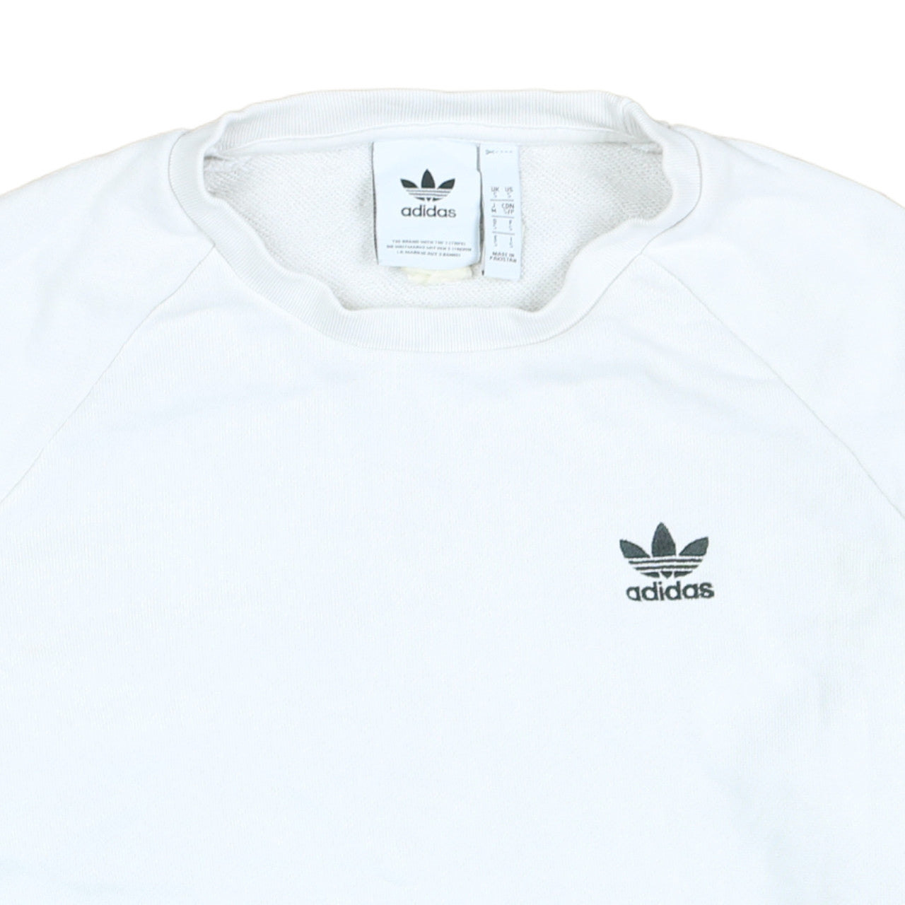 Adidas Men's White Small Trefoil Logo Pullover Sweatshirt